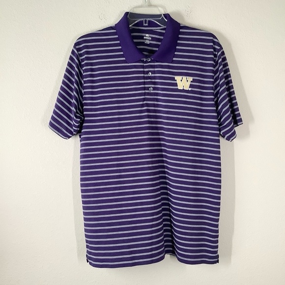 UW University of Washington Polo Shirt Huskies Purple Stripe XL College Football - Picture 1 of 8